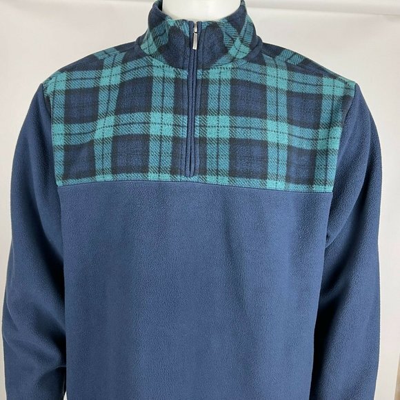 Brooks Brothers 1/2 Zip Fleece Pullover Sweater Long Sleeve Blue Mens XL EUC - Picture 6 of 15